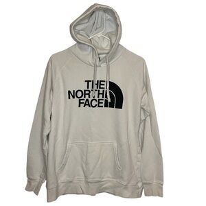 Womens The North Face Cotton Fleece Lined Hoodie Sweatshirt White & Black Large